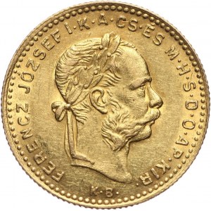 Węgry, Franciszek Józef I, 4 forinty = 10 franków 1887 KB, Kremnica