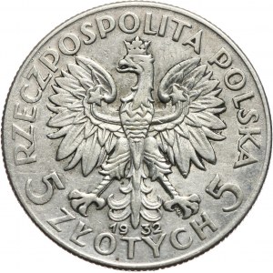 II RP, 5 złotych 1932 ze znakiem mennicy, Warszawa, głowa kobiety