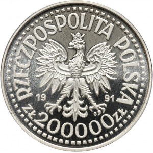 III RP, 200000 złotych 1991, Warszawa, Jan Paweł II, PRÓBA, srebro