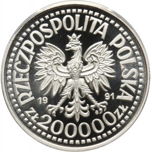 III RP, 200000 złotych 1991, Warszawa, Jan Paweł II, PRÓBA, srebro