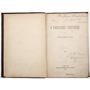 Ochorowicz J. [author's entry], O TWÓRCZOŚCI POETYCKA, 1877