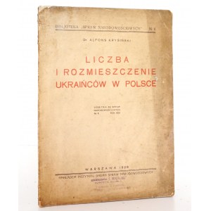 Krysiński A., LICZBA I ROZMIESZCZENIE UKRAIŃCÓW W POLSCE, 1929