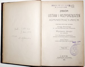 Piwocki J., COLLECTION OF ADMINISTRATIVE STATUTES AND REGULATIONS, vol. 3, 1911 [nobility, police, marriage law, foundations].