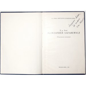 Bortkiewicz-Rodziewiczowa J. [autorský záznam], Zesnulý prof. ALEKSANDRA SAFAREWICZE, 1936