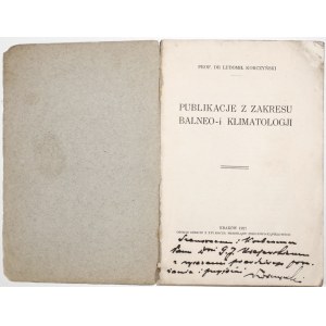 Korczyński L. [Eintrag des Autors], VERÖFFENTLICHUNGEN AUS DEM BEREICH DER BALNEO- UND KLIMATOLOGIE, 1927