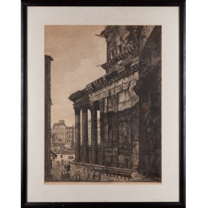 Luigi ROSSINI (1790 - 1857), Veduta di fianco del Pantheon, 1821