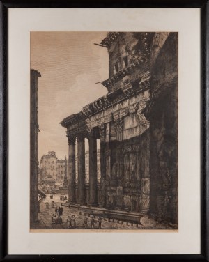 Luigi ROSSINI (1790 - 1857), Veduta di fianco del Panteon, 1821