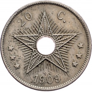 Belgian Congo, 20 Centimes 1909