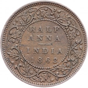 British India, 1/2 Anna 1862