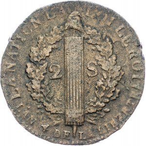 France, 2 Sols 1792, W