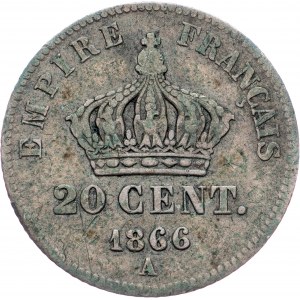 France, 20 Centimes 1866, A
