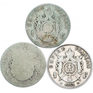 France, 1 Franc 1865, 1866, 1867