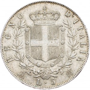 Italy, 5 Lire 1872, Milan