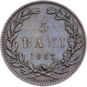 Romania, 5 Bani 1867, Heaton