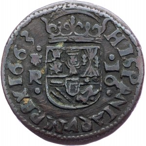 Spain, 16 Maravedis 1663