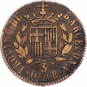 Spain, 3 Quartos 1823, Barcelona