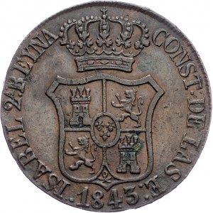 Spain, 6 Quartos 1843, Barcelona