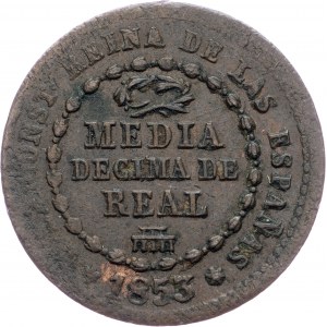 Spain, ½ Decima de Real 1853