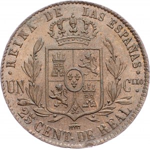 Spain, 25 Centimos de Real 1857
