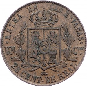 Spain, 25 Centimos de Real 1857