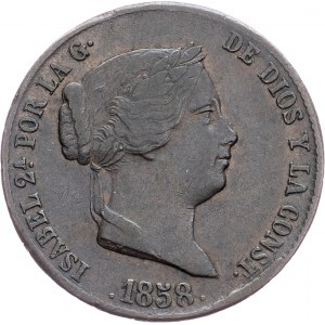 Spain, 25 Centimos de Real 1858