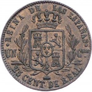 Spain, 25 Centimos de Real 1858