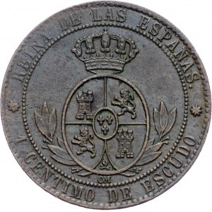 Spain, 1 Centimo de Escudo 1868