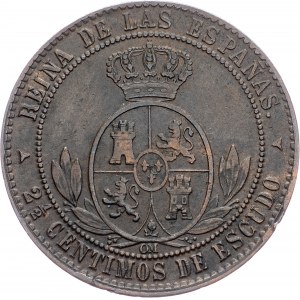 Spain, 2½ Centimos de Escudo 1868