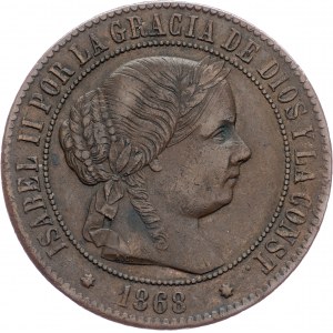 Spain, 5 Centimos 1868