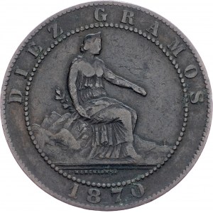 Spain, 10 Centimos 1870
