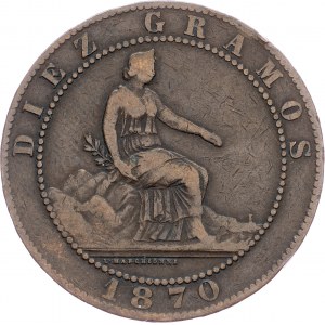 Spain, 10 Centimos 1870