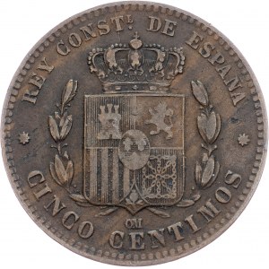 Spain, 5 Centimos 1877
