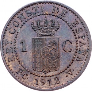 Spain, 1 Centimo 1912