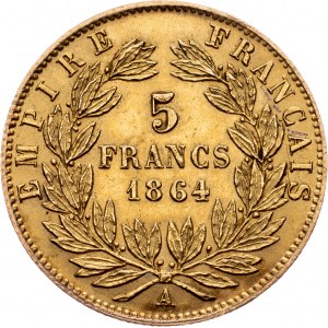 France, 5 Francs 1864, A