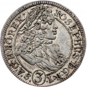 Joseph I., 3 Kreuzer 1707, FN, Breslau