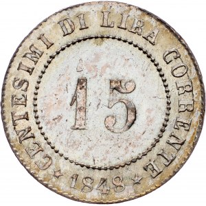 Revolution period, 15 Centesimi 1848, Z.V., Venice