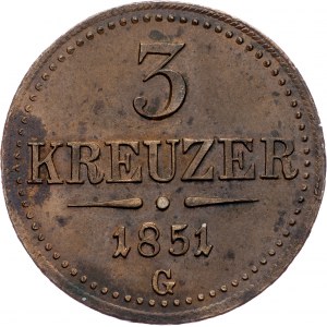 Franz Joseph I., 3 Kreuzer 1851, G, Nagybanya