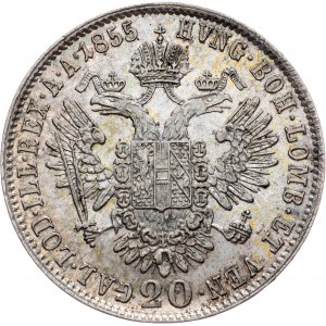 Franz Joseph I., 20 Kreuzer 1855, B, Kremnitz