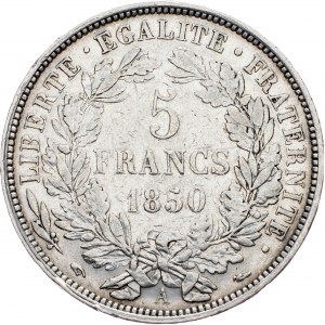 France, 5 Francs 1850, A