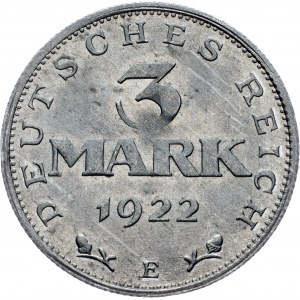 Germany, 3 Mark 1922, E