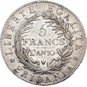 Italy, 5 Francs L’AN 10 (1801)