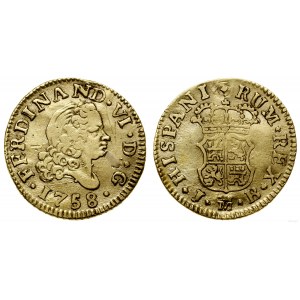 Hiszpania, 1/2 escudo, 1758 M JB, Madryt