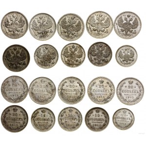 Rosja, zestaw 10 monet, 1915, Petersburg