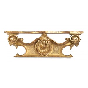 Italian gilded wall shelf - late 18th century, finely carved and gilded in pure gold. Central Italy. Height x width x depth: 24 x 68 x 12 cm. Item condition grading: **** good.