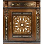 Ivory and mother-of-pearl inlaid sideboard - 19th century, walnut with oriental-style architecture, inlaid with geometric patterns, arabesques and Arabic inscriptions in fruitwood and bone Height x width x depth: 286 x 175 x 76 cm. Item condition grading: