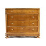 Pair of French Louis Philippe maple dressers - circa 1840, in eyed maple wood. Four drawers, in-period portoro marble top. Height x width x depth: 100 x 116 x 56 cm. Item condition grading: ***** excellent (restored and in very good condition).