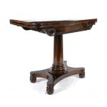 English William IV game table - 1830-1840, made of rosewood, with grooved leg and folding top. Height x width x depth: 73 x 90 x 45 cm. Item condition grading: **** good.