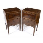 A pair of Italian bedside tables - first half of the 19th century, made of walnut wood with two drawers. Height x width x depth: 80 x 47 x 34 cm. Item condition grading: **** good.