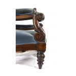 Pair of English Victorian - 19th-century, mahogany wood, both with footrests. Height x width x depth: armchairs 117 x 70 x 80 cm Footrests 10 x 33 cm circumference. Item condition grading: **** good.