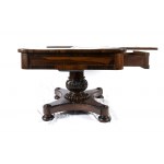 English William IV gaming table - 1830-1840, Rosewood with central foot and column leg: the top can be turned and opened. Height x width x depth: 51 x 113 x 58 cm. Item condition grading: **** good (the leg has been modified).